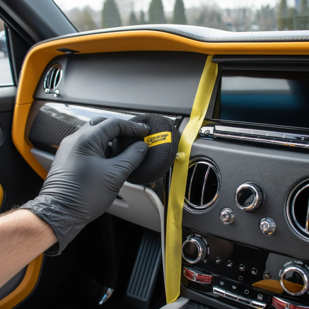 Aplicador de Microfibra Preto Detailer uso 2